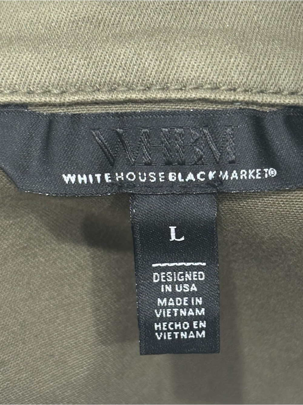 White House Black Market Olive Green Peplum Utility Moto Jacket Size Large - Picture 3 of 8